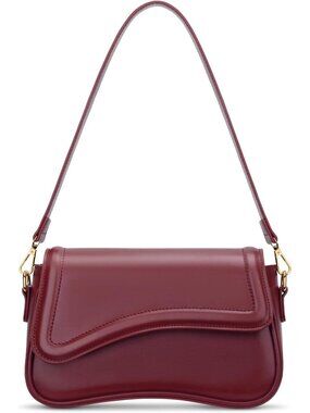 Women's Burgundy Small Clutch Purses Cute Hobo Imported Handbag Shoulder Bag